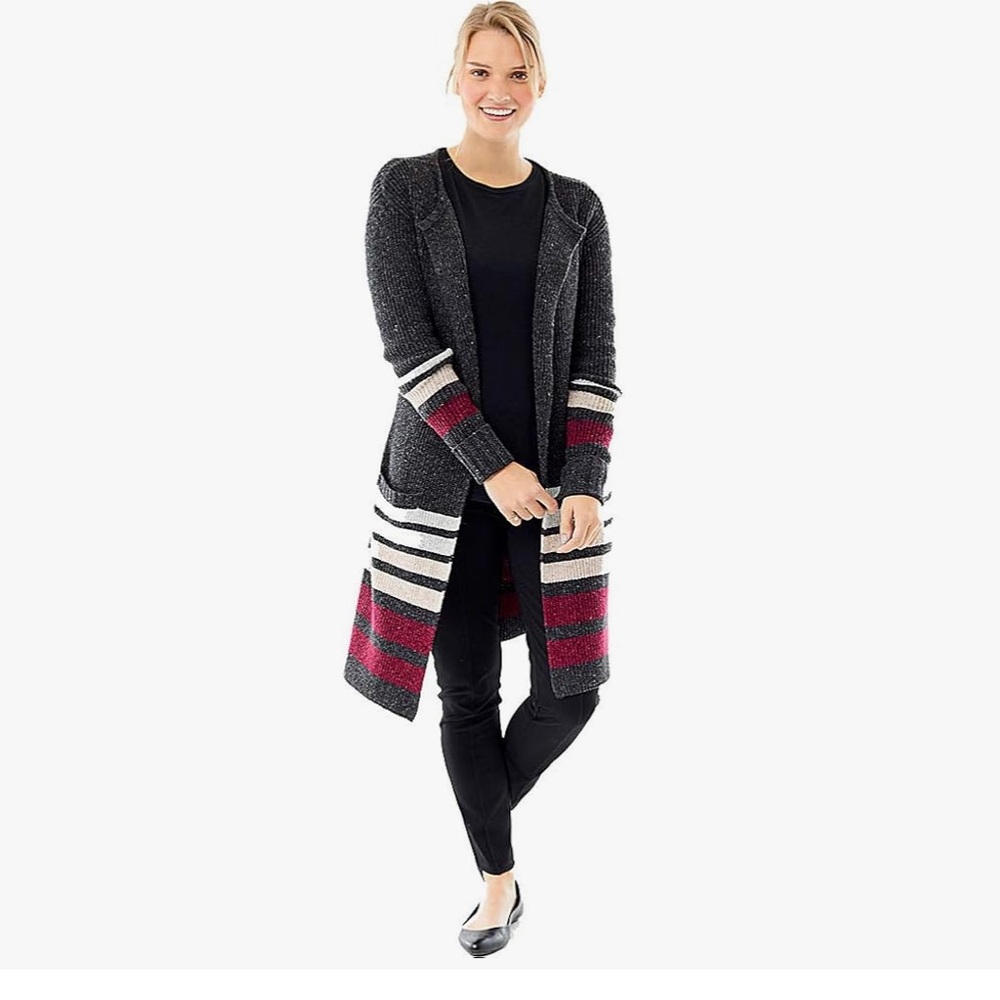 Royal Robbins Gray Cardigan Sweater Long Knit Open-Front